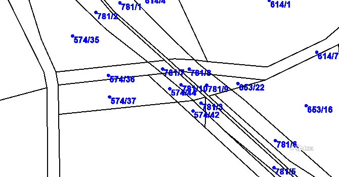 Parcela st. 574/44 v KÚ Židněves, Katastrální mapa