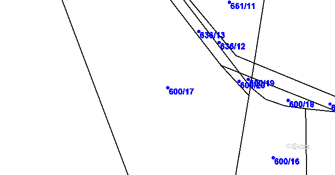 Parcela st. 600/17 v KÚ Židněves, Katastrální mapa