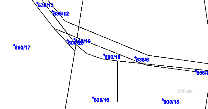 Parcela st. 600/18 v KÚ Židněves, Katastrální mapa