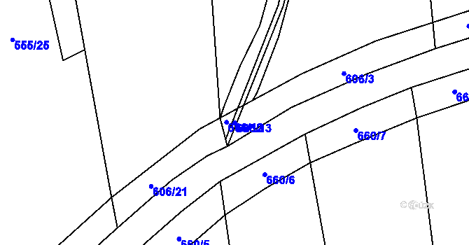 Parcela st. 606/13 v KÚ Židněves, Katastrální mapa