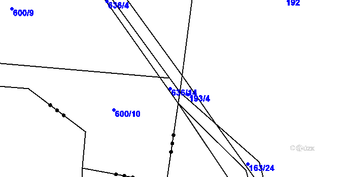 Parcela st. 636/14 v KÚ Židněves, Katastrální mapa