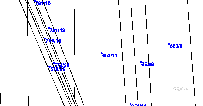 Parcela st. 653/11 v KÚ Židněves, Katastrální mapa