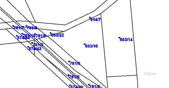 Parcela st. 653/16 v KÚ Židněves, Katastrální mapa