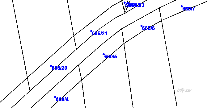 Parcela st. 660/5 v KÚ Židněves, Katastrální mapa