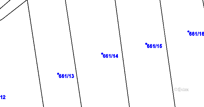 Parcela st. 661/14 v KÚ Židněves, Katastrální mapa
