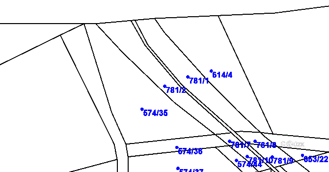Parcela st. 781/2 v KÚ Židněves, Katastrální mapa