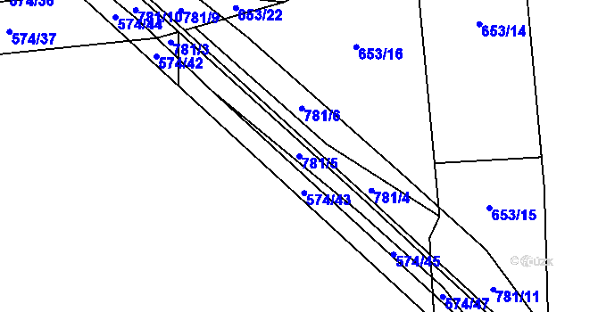 Parcela st. 781/5 v KÚ Židněves, Katastrální mapa