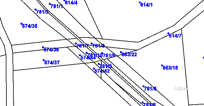 Parcela st. 781/9 v KÚ Židněves, Katastrální mapa