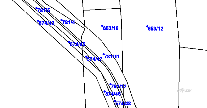 Parcela st. 781/11 v KÚ Židněves, Katastrální mapa