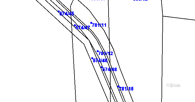 Parcela st. 781/12 v KÚ Židněves, Katastrální mapa
