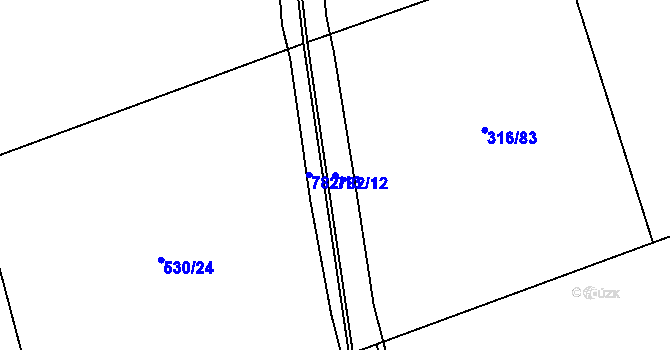 Parcela st. 782/12 v KÚ Židněves, Katastrální mapa