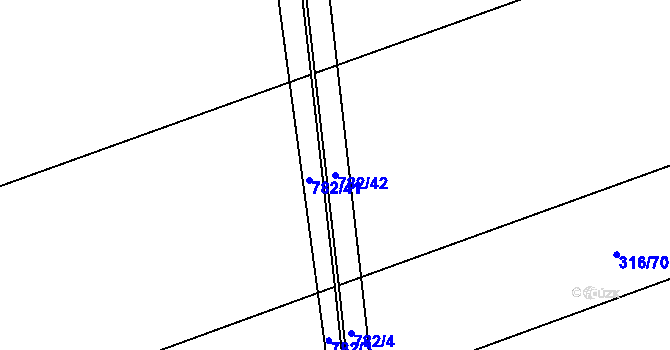 Parcela st. 782/42 v KÚ Židněves, Katastrální mapa