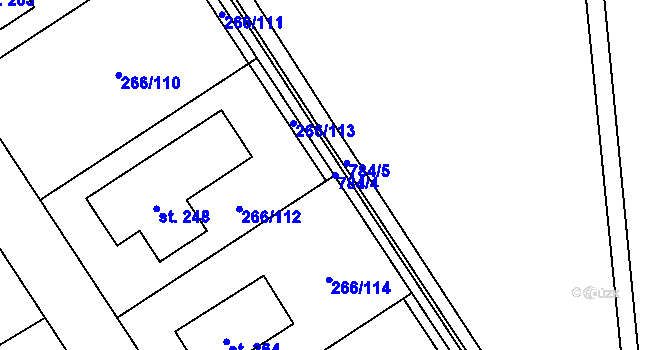Parcela st. 784/4 v KÚ Židněves, Katastrální mapa