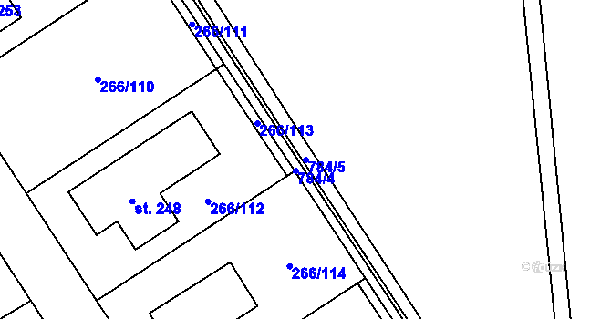 Parcela st. 784/5 v KÚ Židněves, Katastrální mapa