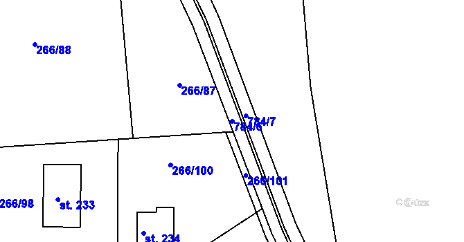 Parcela st. 784/6 v KÚ Židněves, Katastrální mapa