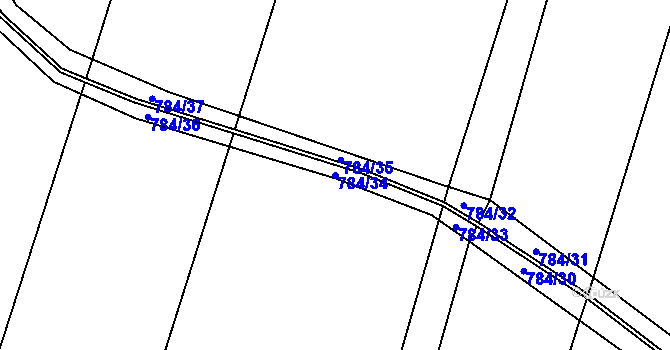 Parcela st. 784/34 v KÚ Židněves, Katastrální mapa