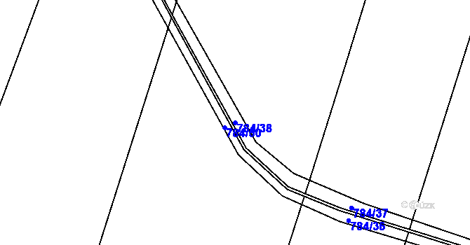 Parcela st. 784/38 v KÚ Židněves, Katastrální mapa
