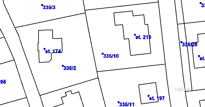 Parcela st. 335/10 v KÚ Židněves, Katastrální mapa