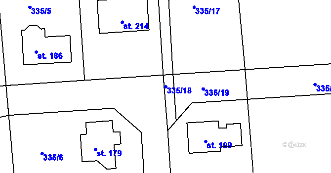 Parcela st. 335/18 v KÚ Židněves, Katastrální mapa