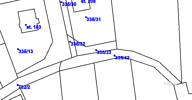 Parcela st. 335/33 v KÚ Židněves, Katastrální mapa