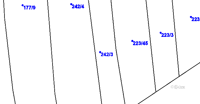 Parcela st. 242/3 v KÚ Židněves, Katastrální mapa
