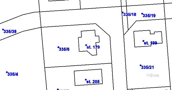 Parcela st. 179 v KÚ Židněves, Katastrální mapa
