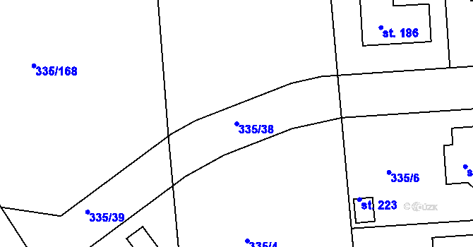 Parcela st. 335/38 v KÚ Židněves, Katastrální mapa