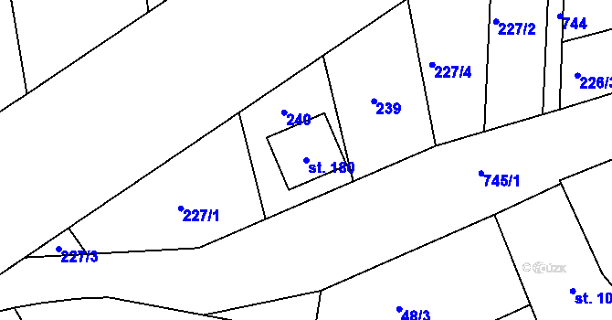 Parcela st. 180 v KÚ Židněves, Katastrální mapa