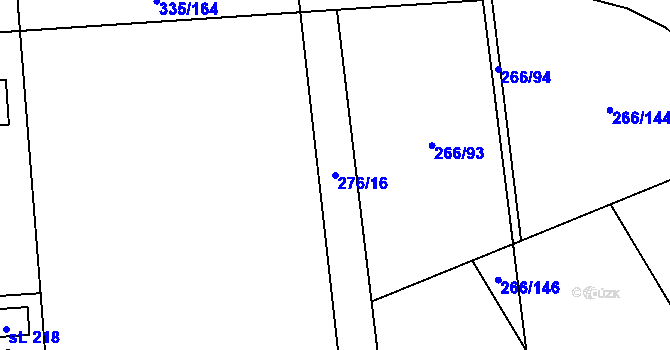 Parcela st. 276/16 v KÚ Židněves, Katastrální mapa