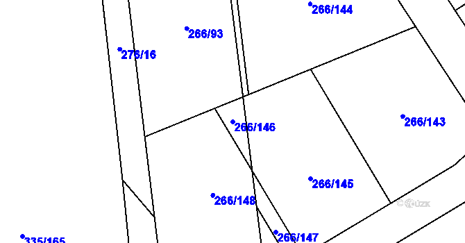 Parcela st. 266/146 v KÚ Židněves, Katastrální mapa