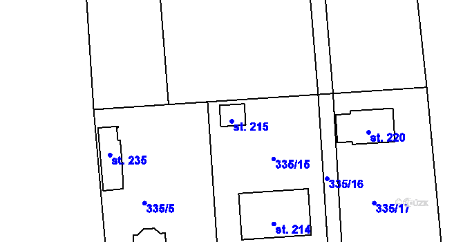 Parcela st. 215 v KÚ Židněves, Katastrální mapa