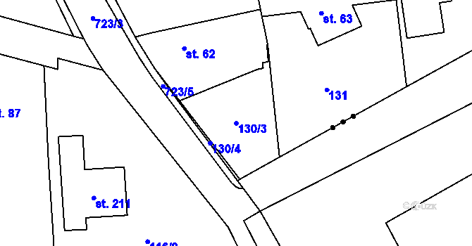Parcela st. 130/3 v KÚ Židněves, Katastrální mapa