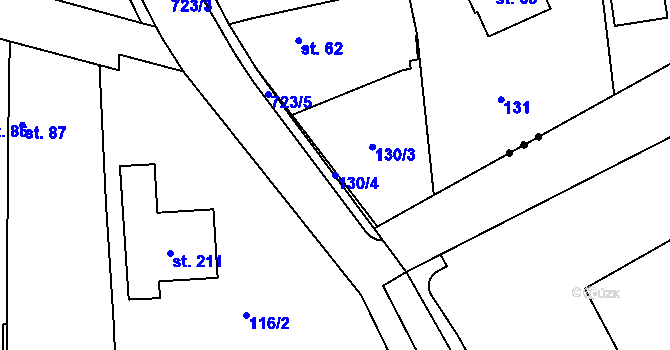 Parcela st. 130/4 v KÚ Židněves, Katastrální mapa