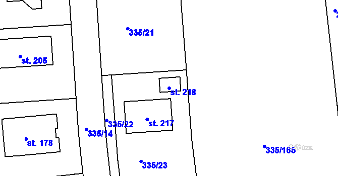 Parcela st. 218 v KÚ Židněves, Katastrální mapa