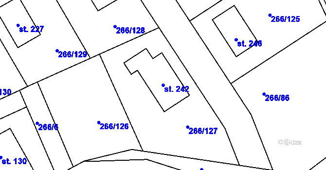 Parcela st. 242 v KÚ Židněves, Katastrální mapa