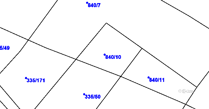 Parcela st. 840/10 v KÚ Židněves, Katastrální mapa