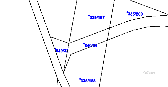 Parcela st. 840/34 v KÚ Židněves, Katastrální mapa