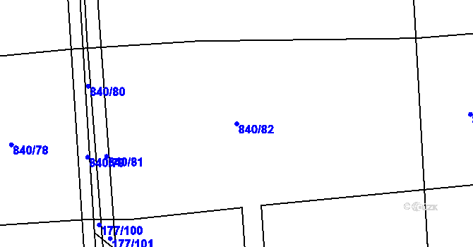 Parcela st. 840/82 v KÚ Židněves, Katastrální mapa