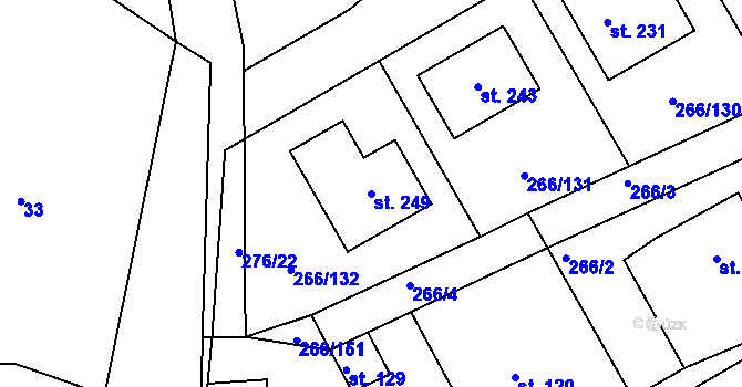 Parcela st. 249 v KÚ Židněves, Katastrální mapa