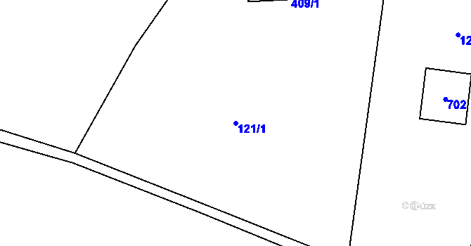 Parcela st. 121/1 v KÚ Židovice nad Labem, Katastrální mapa