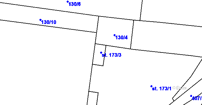 Parcela st. 173/3 v KÚ Židovice nad Labem, Katastrální mapa