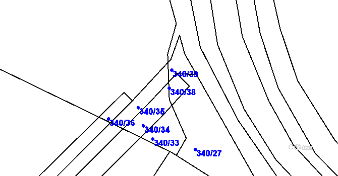 Parcela st. 340/38 v KÚ Židovice u Bečova, Katastrální mapa