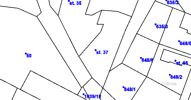 Parcela st. 37 v KÚ Hluboká u Žihle, Katastrální mapa