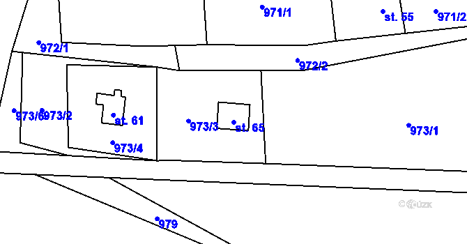 Parcela st. 65 v KÚ Hluboká u Žihle, Katastrální mapa