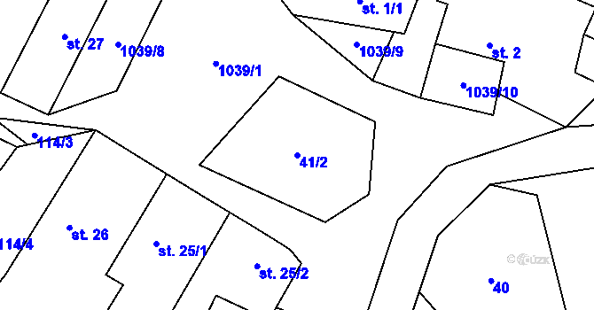 Parcela st. 41/2 v KÚ Hluboká u Žihle, Katastrální mapa