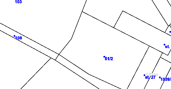 Parcela st. 51/1 v KÚ Hluboká u Žihle, Katastrální mapa
