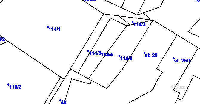 Parcela st. 114/5 v KÚ Hluboká u Žihle, Katastrální mapa