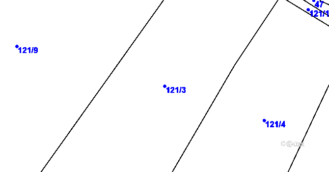 Parcela st. 121/3 v KÚ Hluboká u Žihle, Katastrální mapa