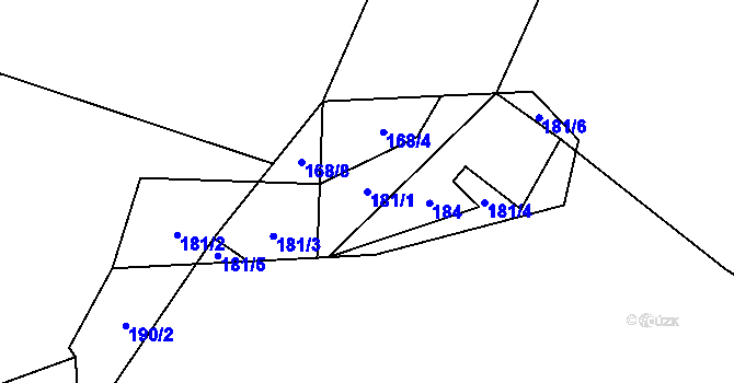 Parcela st. 181/1 v KÚ Hluboká u Žihle, Katastrální mapa