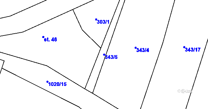 Parcela st. 343/5 v KÚ Hluboká u Žihle, Katastrální mapa